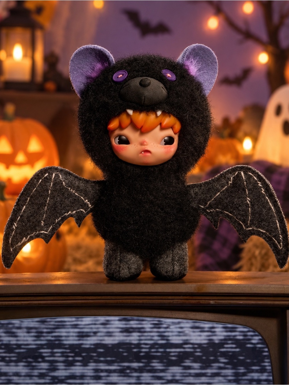 POP MART HIRONO After Dark Upside Down Plush Doll Pendant Bat Authentic